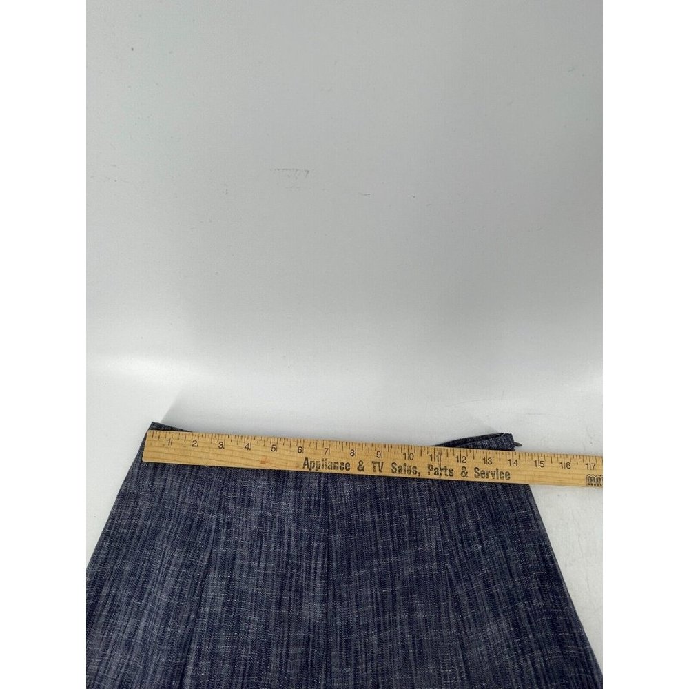 OSCAR DE LA RENTA Gray Denim Look Skirt Embroidered Hem Ruffle A Line Size 4 - Picture 10 of 13